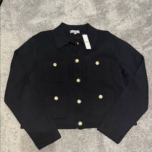 NWT J.Crew Patch-pocket sweater lady jacket in Black